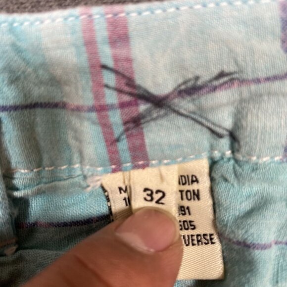 Mens Patchwork Plaid Reversible Shorts Size 32 Multicolor Casual Summer Wear - Picture 4 of 9